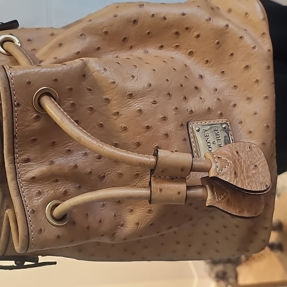 Dooney And Bourke Tan Leather Drawstring Bucket Bag - Picture 8 of 9